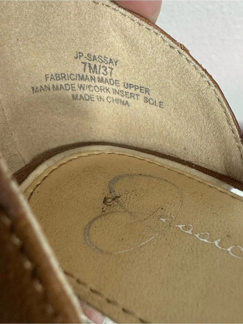 JESSICA SIMPSON 🩵 Tan & Blue Woven Espadrille Wedge Sandals (Women’s Size 7)